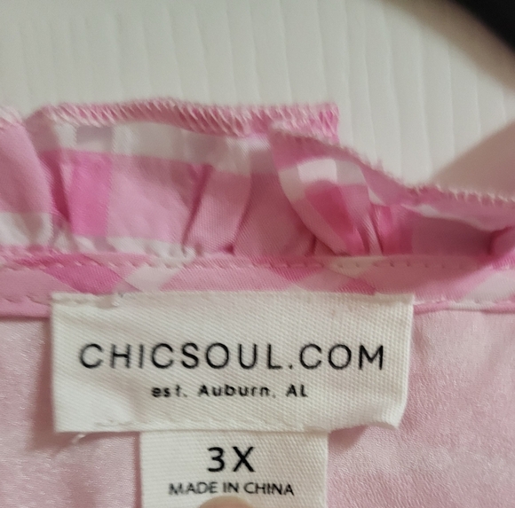 Chic Soul Lovely In Pink Ruffled Checkered Dress Size 3X - Picture 3 of 10